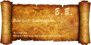 Baricz Barnabás névjegykártya